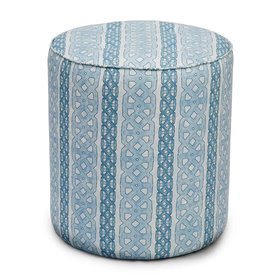 Blue Ottoman - Blue Geometric