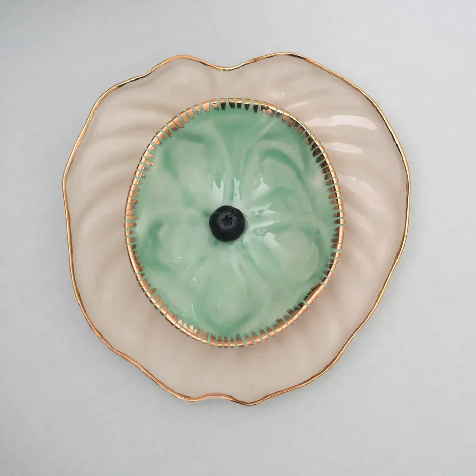 Turquoise Gold Seashell Dishes Set 2
