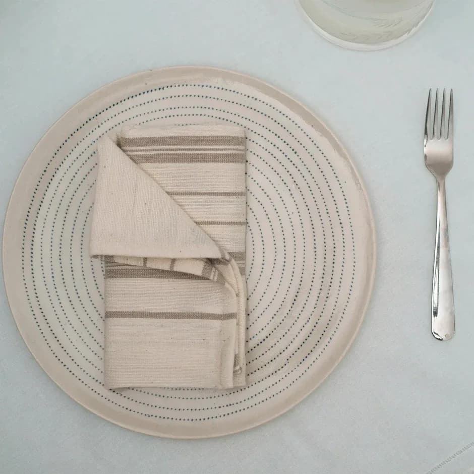 Zewd Cotton Napkins Set 4 Beige Stripe