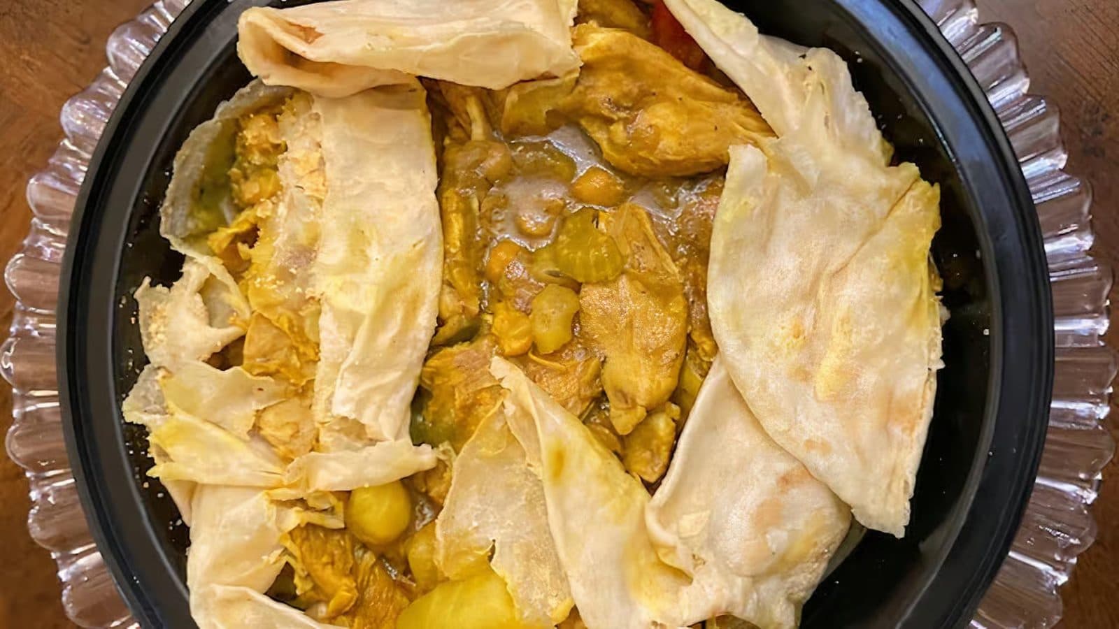 Open Face Curry Chicken Roti