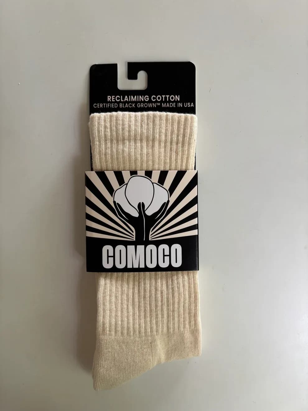 COMOCO Foothold Natural Crew Socks (Certified Black Grown™)