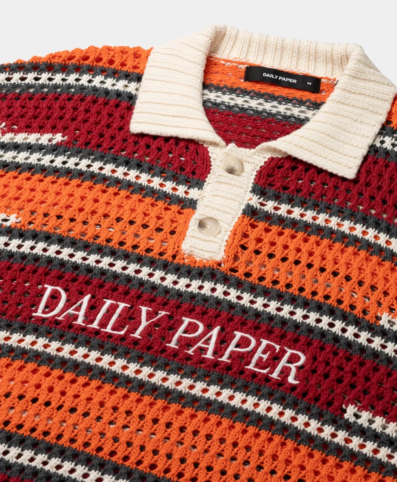 Haute Red Tigerlily Kente Stripe Knit Polo