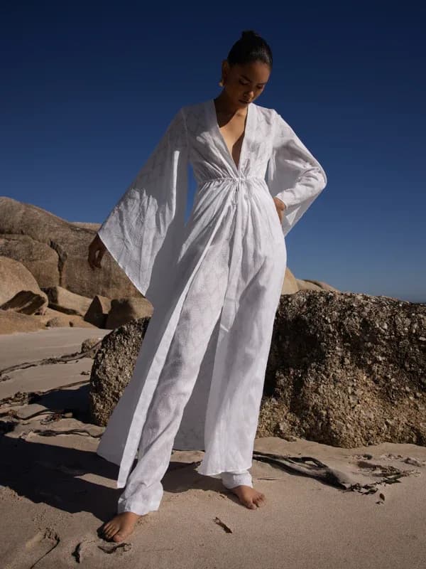 Sirene Cotton Kimono - Ondas Blanc