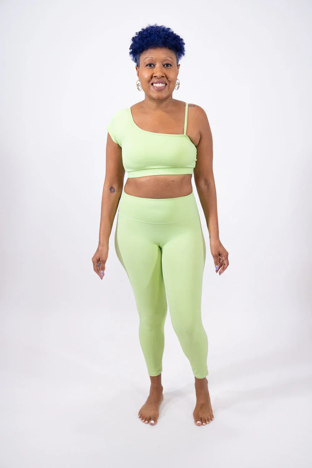 Fashionista Yogi "Missy" One Sleeve Asymmetric Sports bra/top(Bright Green)
