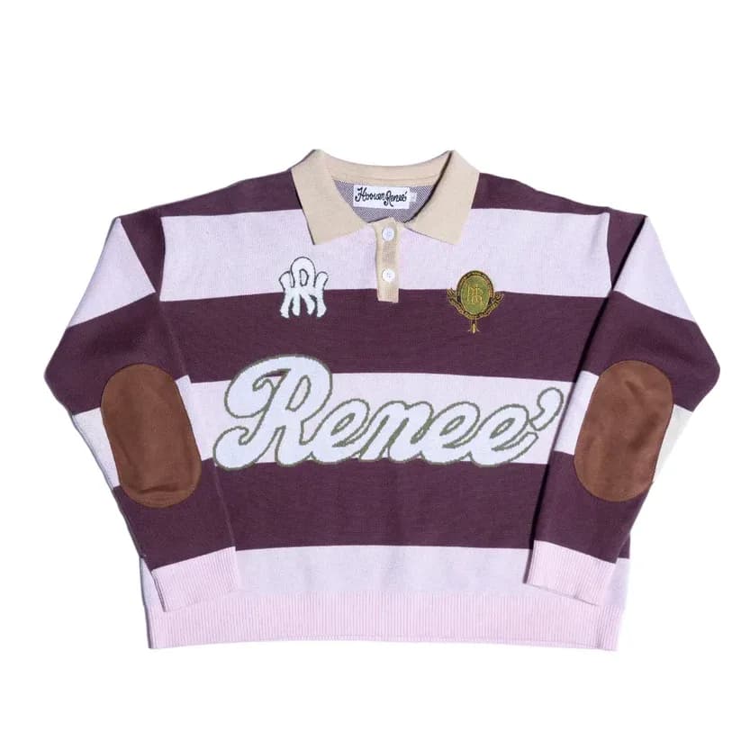 KNITTED RUGBY - Pink/Brown