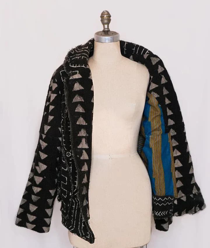 Fringed Mudcloth Flyer Jacket