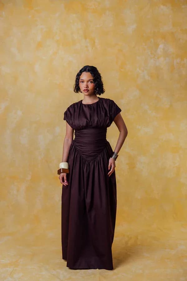 Adesuwa Ruched Cotton Long Dress