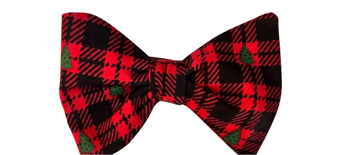 Trees on Plaid Adult Bow Tie