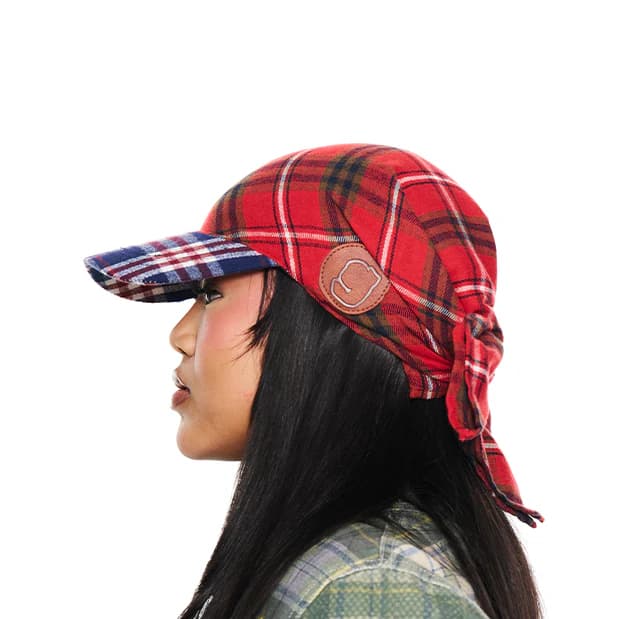 Hikage Tie Hat (RED/BLUE PLAID)