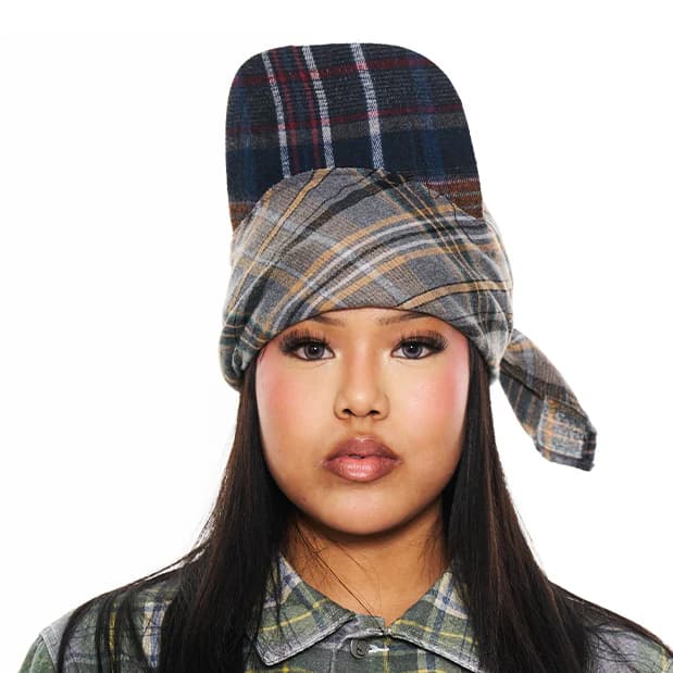 Hikage Tie Hat (GREY PLAID)
