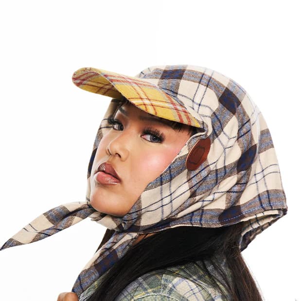 Hikage Tie Hat (WHITE PLAID)