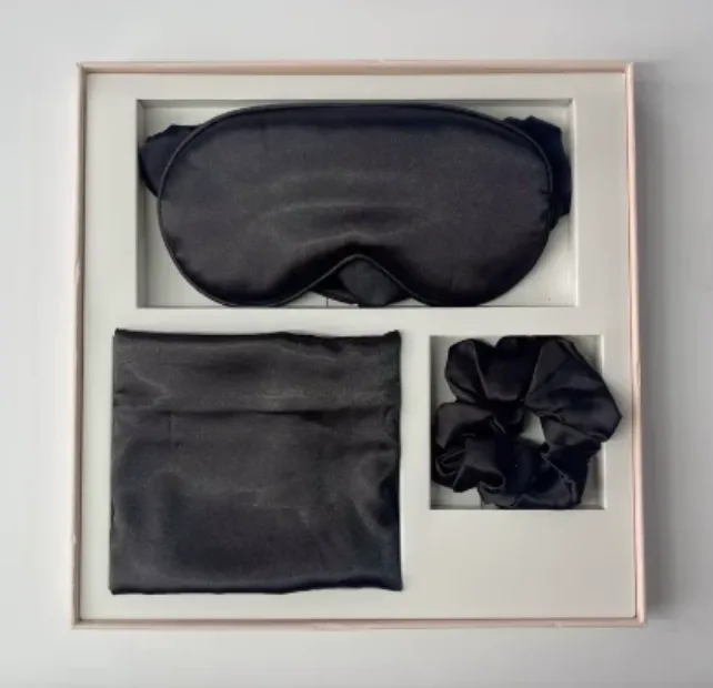 Silky Satin Pillowcase Set with Eye Mask and Scrunchie, Gift Box