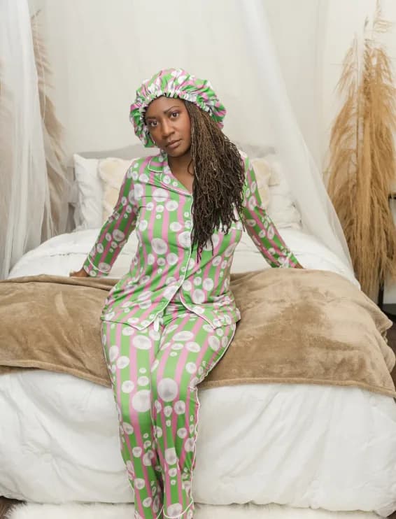 Divine - Bamboo Pajama Pants Set, With A Matching Satin-Lined Bonnet