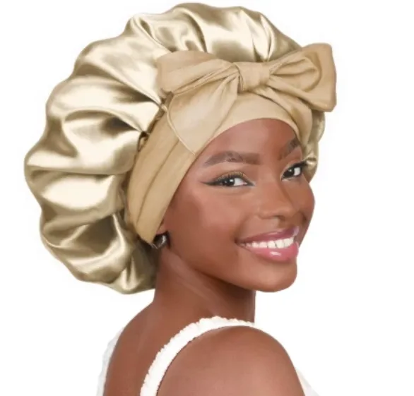 Large Satin Bonnet With Wrap Tie