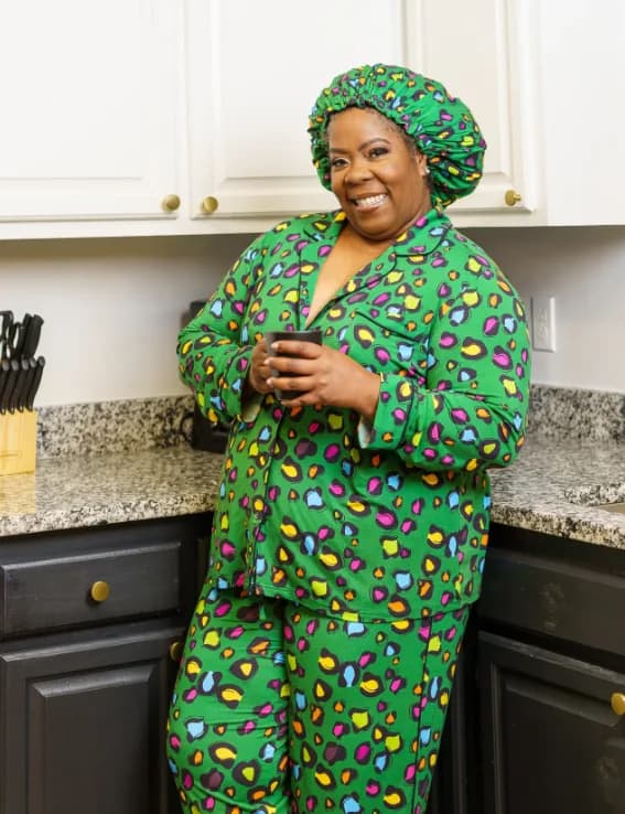 Animal Print - Bamboo Pajama Pants Set, With A Matching Satin-Lined Bonnet