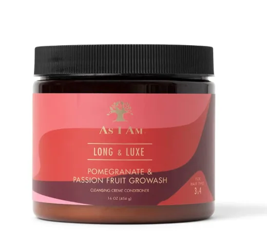 As I Am Long & Luxe Pomegranate & Passion Fruit Growash Cleansing Crème Conditioner 16oz