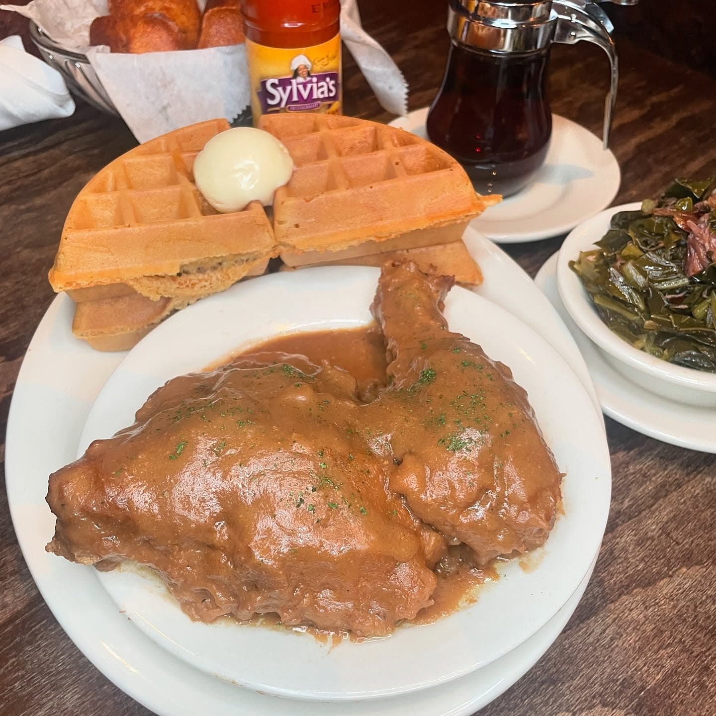 Waffle with Carolina Style Smothered Chicken