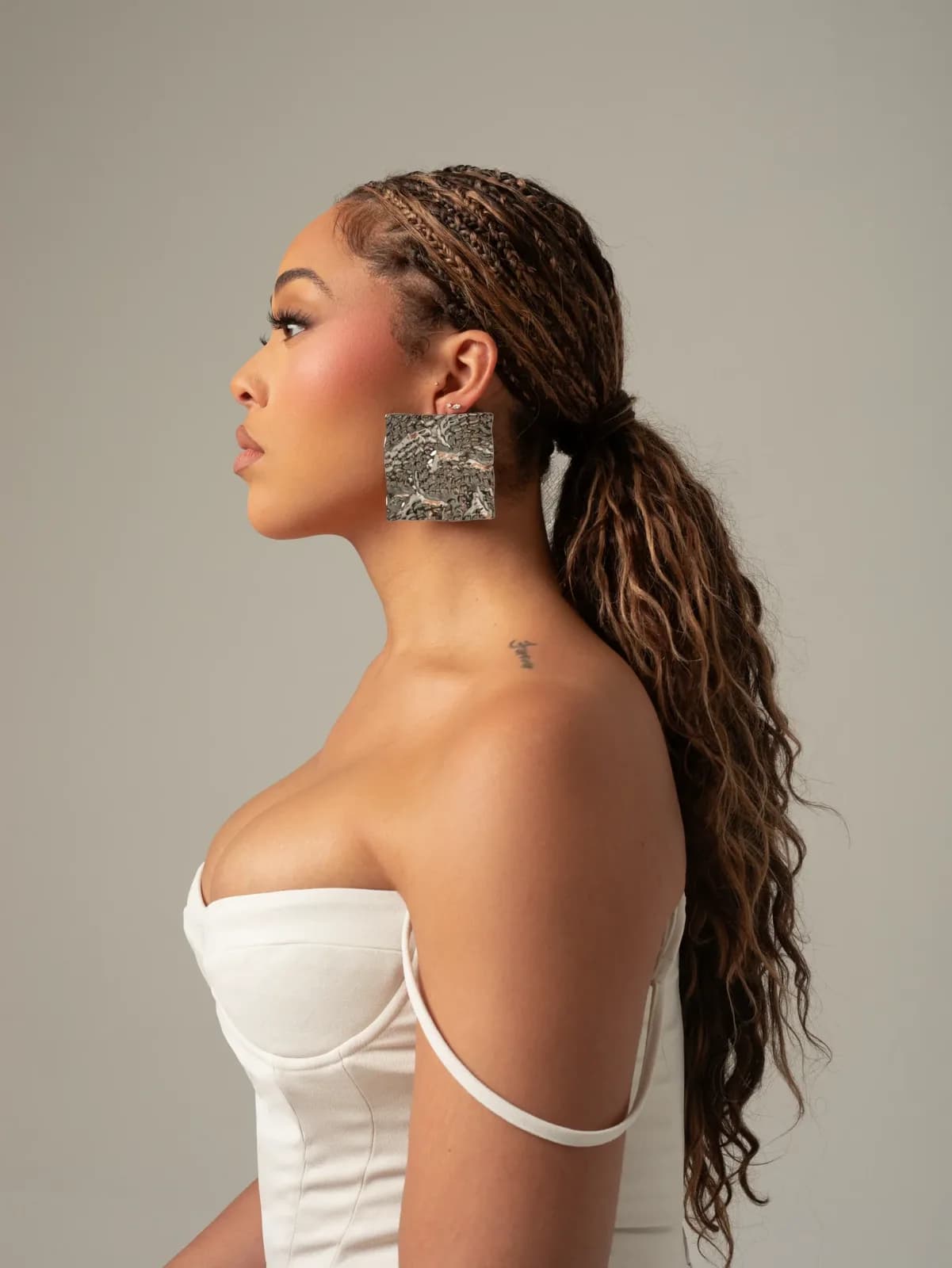 Silver Textured Earring