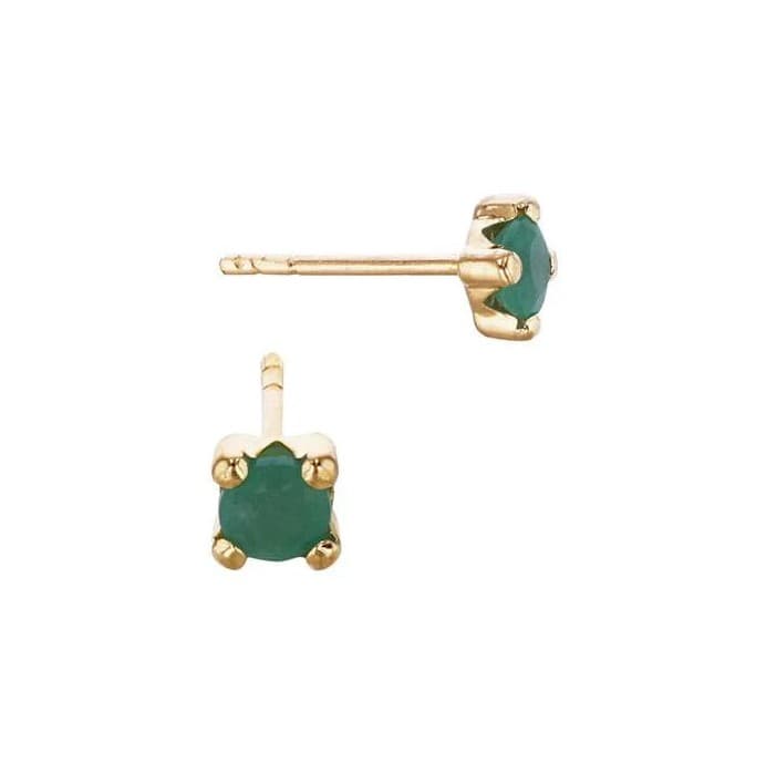 Àrà 14K Gold Emerald Solitaire Stud | Fine Jewelry