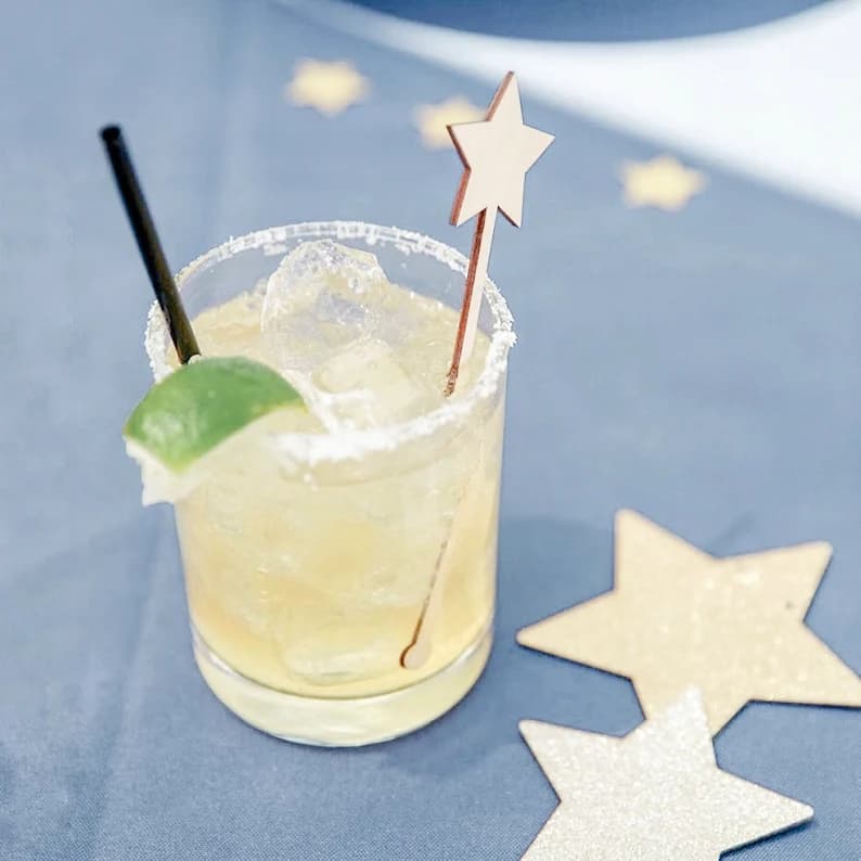 Star Stir Stick/Swizzle Stick - Laser cut wood - Pack of 20