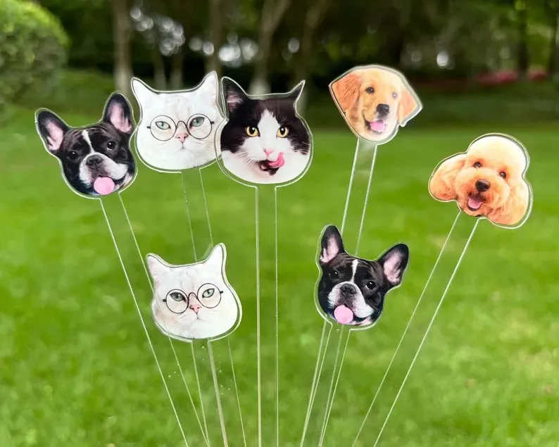Custom Pet Portrait Drink Stirrers: Acrylic Wedding Swizzle Sticks
